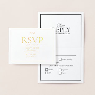 Klassisches Skript Monogram Wedding RSVP Folienkarte