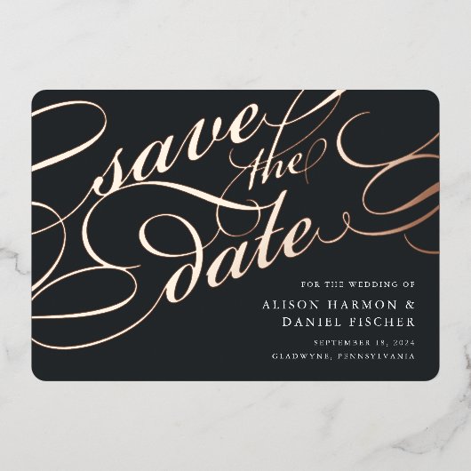 Klassisches Skript Save the Date Folieneinladung (Vorderseite)