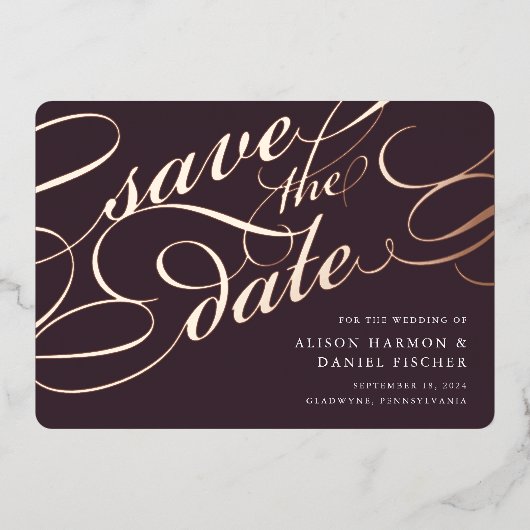 Klassisches Skript Save the Date Folieneinladung (Vorderseite)