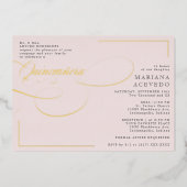 Klassisches Skript Traditiona Wording Pink Quincea Folieneinladung (Vorderseite)