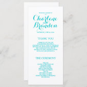 Klassisches Skript | Türkis Hochzeitsprogramme Programm (Vorne/Hinten)