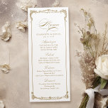 Klassisches Skriptmenü mit Vintagem Rahmen Menükarte<br><div class="desc">Diese elegante Menükarte bietet klassische Schrift und verzierte Vintage Rahmen in Goldfarbe,  einfach und zeitlos,  ideal für eine moderne klassische Hochzeit,  romantische Vintage Hochzeit und formelle traditionelle Hochzeit. Alle passenden Teile in der Sammlung anzeigen</div>