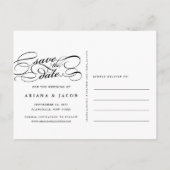 Klassisches Skriptüberlagerungs-Foto Save the Date Ankündigungspostkarte (Rückseite)