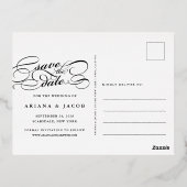 Klassisches Skriptüberlagerungs-Foto Save the Date Folie Einladungspostkarte (Rückseite)