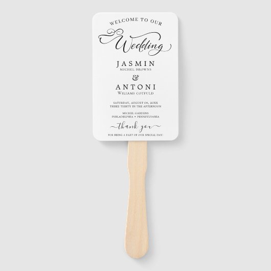 Klassisches SkriptWedding-Programm und Zeitleiste Fächer (Vorderseite)