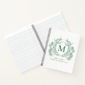 Klassisches Smaragdgrün-Blumenwappen-Monogramm Notizblock (Innenseite)