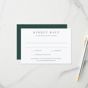 Klassisches Smaragdgrün Einfache Hochzeit RSVP Karte