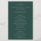 Klassisches Smaragdgrün Einfaches Hochzeitsprogram (Vorderseite)