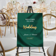 Klassisches Smaragdgrün Elegante Goldene Hochzeits
