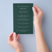 Klassisches Smaragdgrünes einfaches Hochzeitsmenü Flyer (Handgriff)