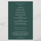 Klassisches Smaragdgrünes Einfaches Hochzeitsprogr Flyer (Hinten)