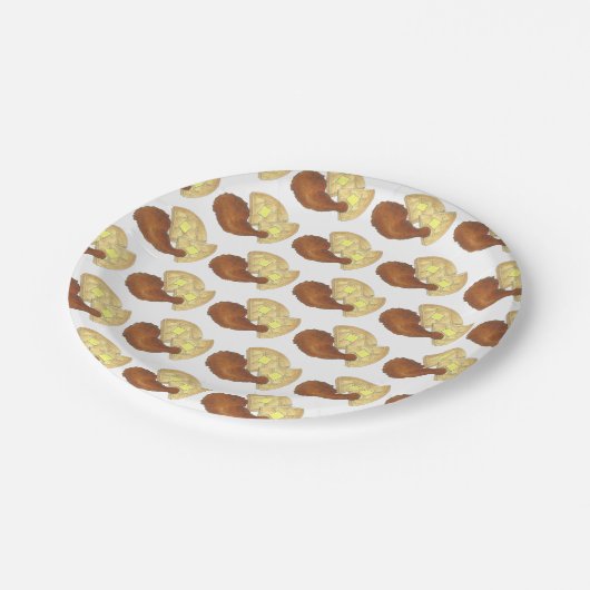 Klassisches Soul Frittiertes Hühnchen und WaffelDi Pappteller (Schrägansicht)