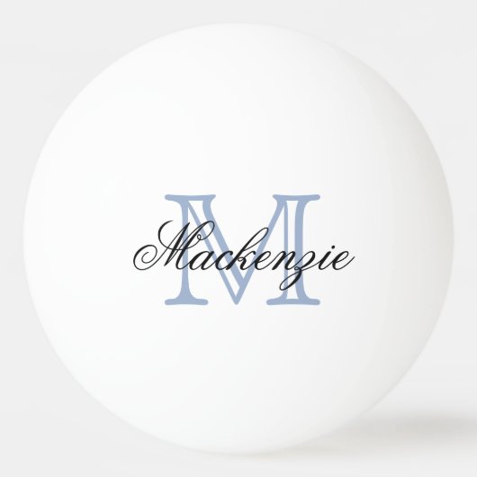 Klassisches Spiel | Monogram Name Script Blue Init Tischtennisball (Vorderseite)