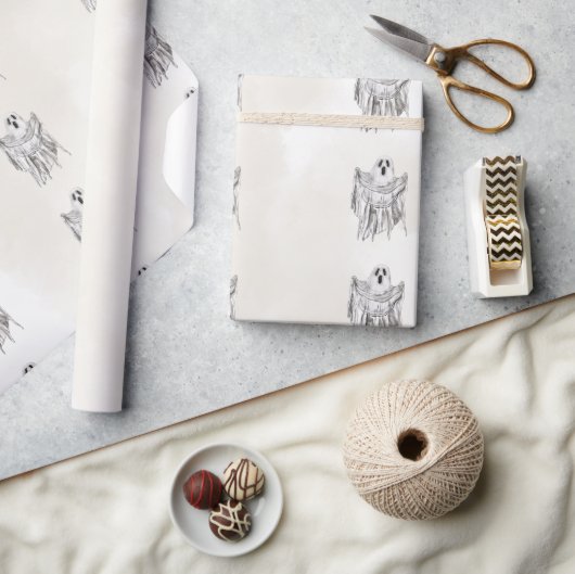Klassisches Spooky Woods Sheet Ghost Halloween Geschenkpapier (Kunsthandwerk)