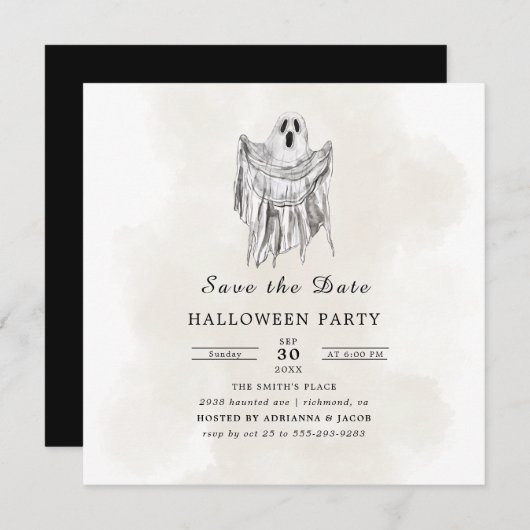 Klassisches Spooky Woods Sheet Ghost Halloween Save The Date (Vorne/Hinten)