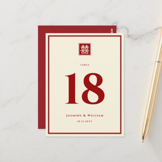 Klassisches Square Doppelglücksspiel Chinesische H Postkarte (Vorderseite/Rückseite Beispiel)