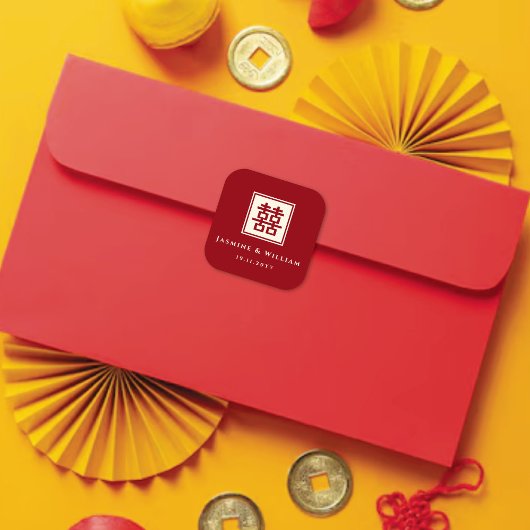 Klassisches Square Doppelglücksspiel Chinesische H Quadratischer Aufkleber