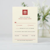 Klassisches Square Doppelglücksspiel Chinesische H RSVP Karte (Stehend Vorderseite)