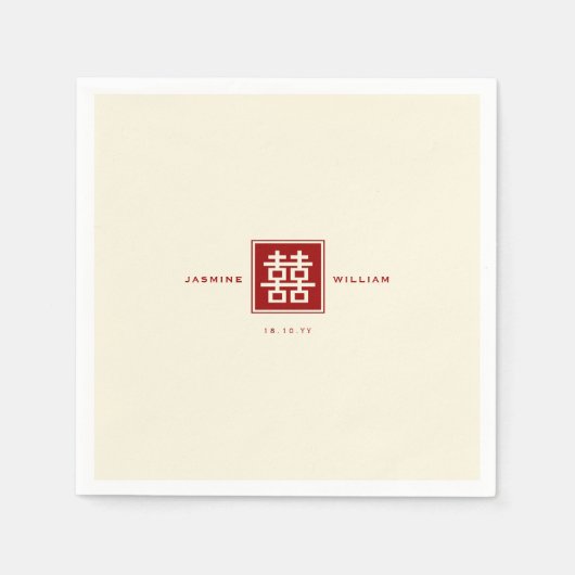 Klassisches Square Doppelglücksspiel Chinesische H Serviette (Vorderseite)