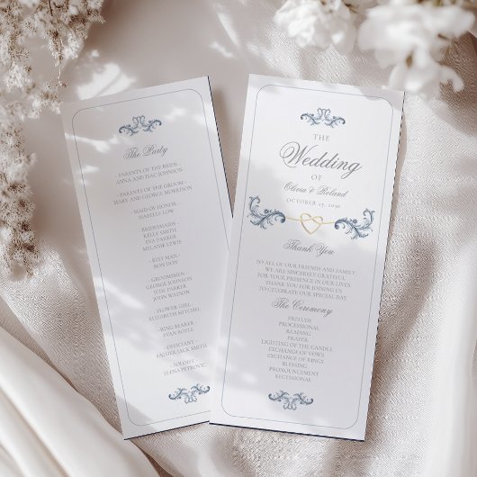 Klassisches Staubblaues Hochzeitsprogramm