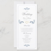 Klassisches Staubblaues Hochzeitsprogramm (Vorderseite)