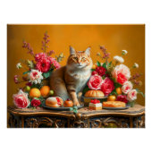 Klassisches Stillleben mit Katze und Natur Poster (Vorderseite)
