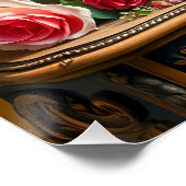 Klassisches Stillleben mit Katze und Natur Poster (Ecke)