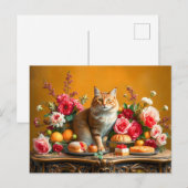 Klassisches Stillleben mit Katze und Natur Postkarte (Vorne/Hinten)