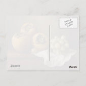 Klassisches Stillleben mit Persimmonen und Trauben Postkarte (Rückseite)