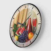 Klassisches Stillleben mit Wein und Früchten Große Wanduhr (Winkel)