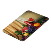 Klassisches Stillleben mit Wein- und Obstmalerei Magnet (Linke Seite)