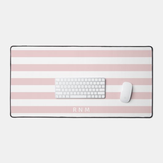 Klassisches Streifenmuster in Rosa auf Weiß Schreibtischunterlage (Tastatur & Maus)