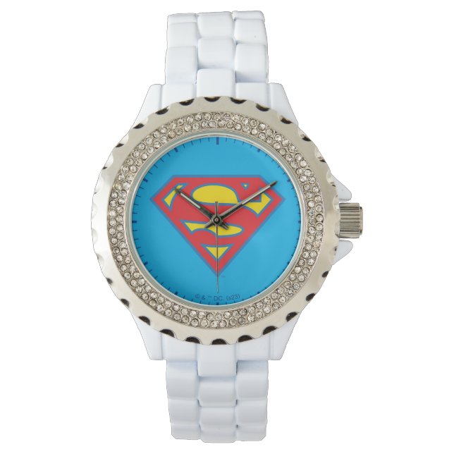 Klassisches Supergirl-Logo mit blauer Kontur Armbanduhr (Vorderseite)