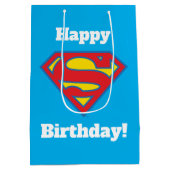 Klassisches Supergirl-Logo mit blauer Kontur Mittlere Geschenktüte (Rückseite)
