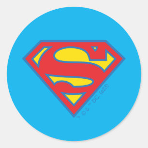 Klassisches Supergirl-Logo mit blauer Kontur Runder Aufkleber