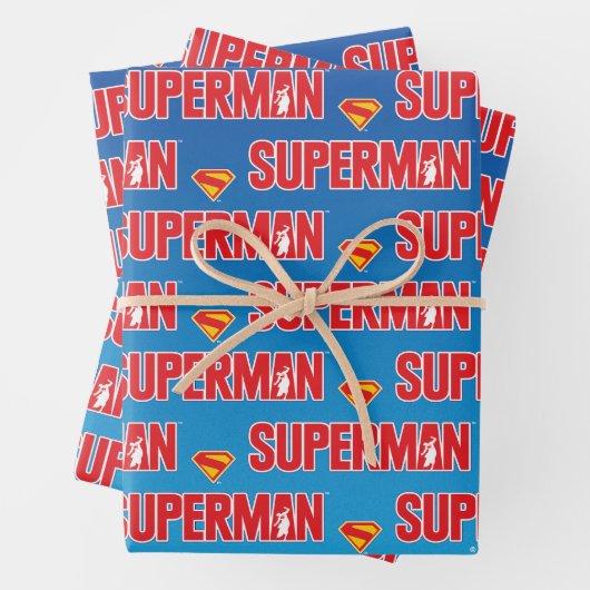 Klassisches Superman Bold-Logo Geschenkpapier Set (Beispiel)