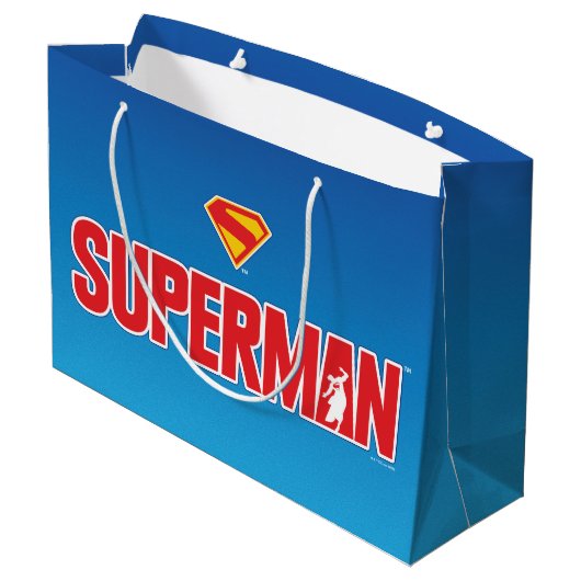 Klassisches Superman Bold-Logo Große Geschenktüte (Rückseite Schrägansicht)