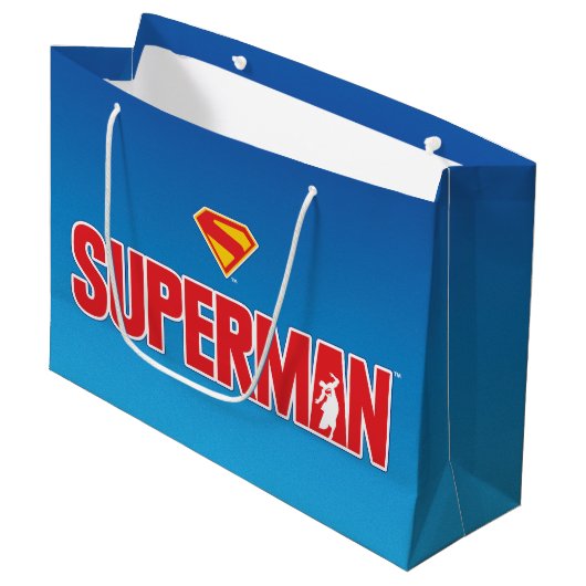 Klassisches Superman Bold-Logo Große Geschenktüte (Vorderseite Schrägansicht)