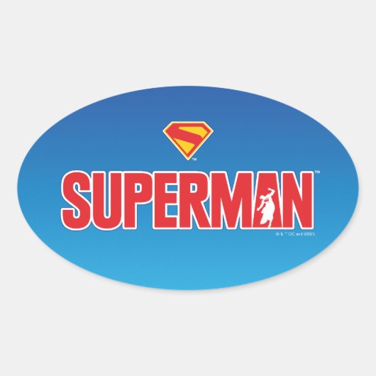 Klassisches Superman Bold-Logo Ovaler Aufkleber (Vorderseite)
