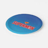 Klassisches Superman Bold-Logo Pappteller (Schrägansicht)
