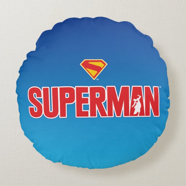 Klassisches Superman Bold-Logo Rundes Kissen (Vorderseite)