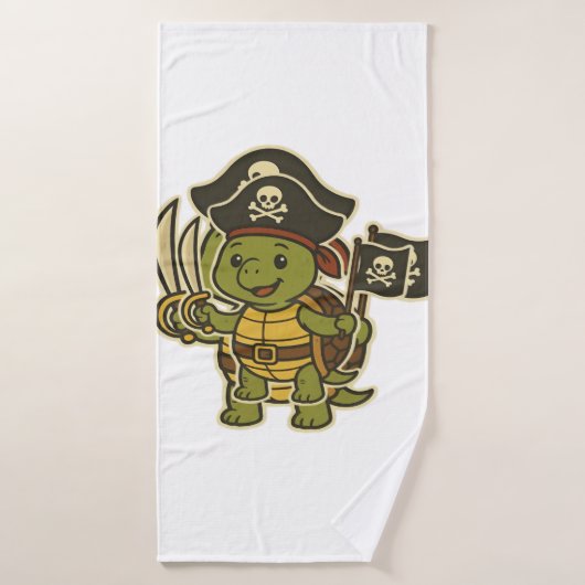 Klassisches T-Shirt mit niedlicher Piratenschildkr Badehandtuch (Badehandtuch)