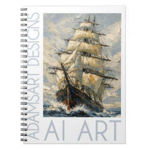 Klassisches Tall Ship auf See – Impasto-Nautik-Kun Notizblock