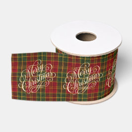 Klassisches Tartan-Karo Frohe Weihnachten Ferien Ripsband
