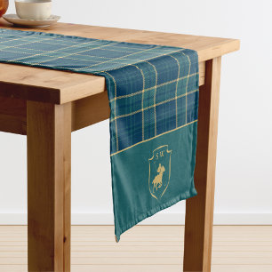 Klassisches Tartan Karo Polo Equestre Monogramm Großer Tischläufer