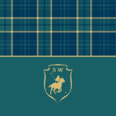 Klassisches Tartan Karo Polo Equestrian Monogramm Großer Tischläufer
