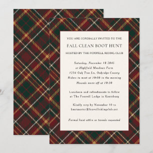 Klassisches Tartan-Karo saubere Boot Hunt-Reitspor Einladung