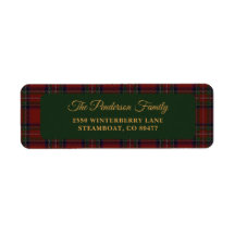 Klassisches Tartan-Karo-Weihnachts-Adressetikett