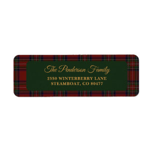 Klassisches Tartan-Karo-Weihnachts-Adressetikett