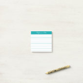 Klassisches Teal personalisiert liniert Post-it Klebezettel (Auf Schreibtisch)